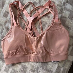 Women's Shiny Strappy Sports Bra - Blush Pink